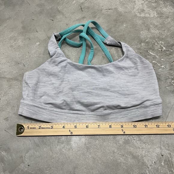 Lululemon Grey/White Stripe Energy Sports Bra Size 6. Fun And Stylish Lined - Picture 3 of 6